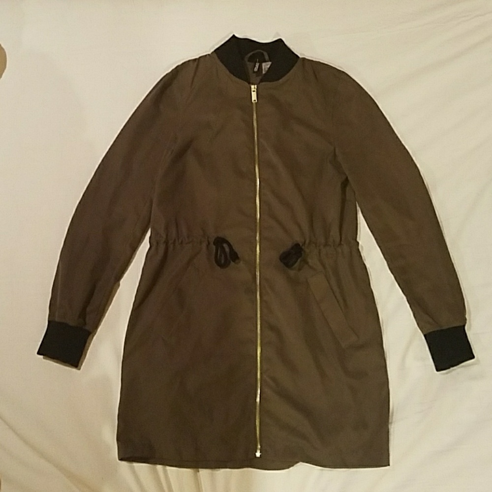 H&M long green bomber jacket